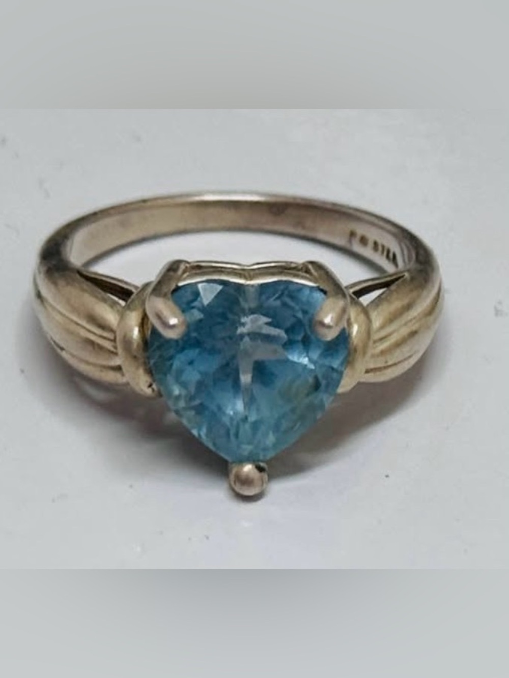 Heart Shaped Blue Topaz 9mm Sterling Silver .925 Ring